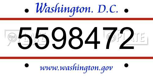 5598472 District Of Columbia License Plate