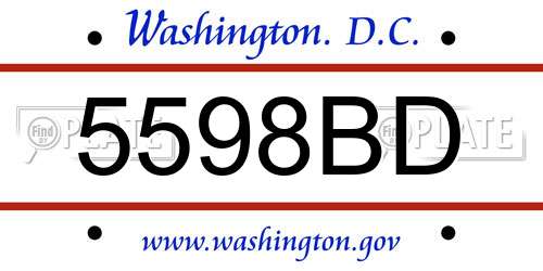 5598BD District Of Columbia License Plate