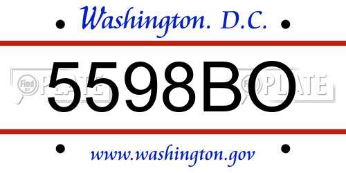 5598BO District Of Columbia License Plate