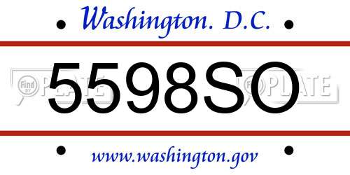 5598SO District Of Columbia License Plate