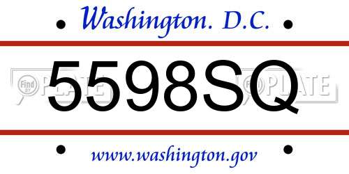 5598SQ District Of Columbia License Plate
