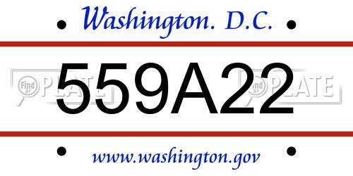 559A22 District Of Columbia License Plate