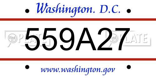 559A27 District Of Columbia License Plate
