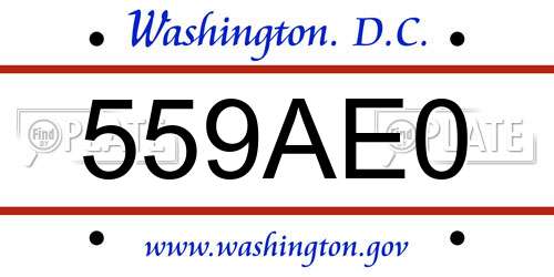 559AE0 District Of Columbia License Plate