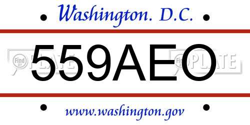 559AEO District Of Columbia License Plate