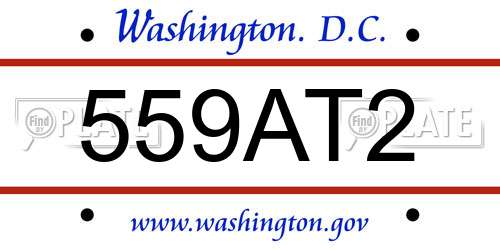 559AT2 District Of Columbia License Plate