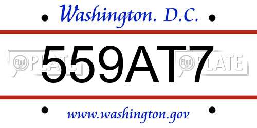 559AT7 District Of Columbia License Plate