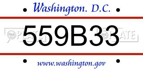 559B33 District Of Columbia License Plate