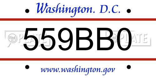 559BB0 District Of Columbia License Plate
