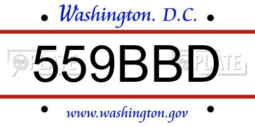 559BBD District Of Columbia License Plate