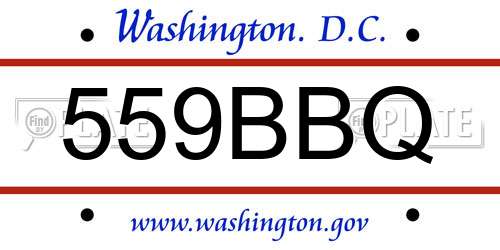 559BBQ District Of Columbia License Plate