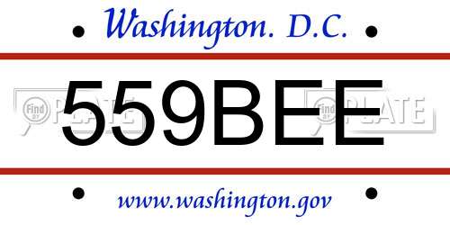 559BEE District Of Columbia License Plate
