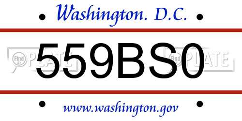 559BS0 District Of Columbia License Plate