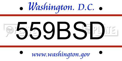 559BSD District Of Columbia License Plate