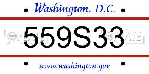 559S33 District Of Columbia License Plate