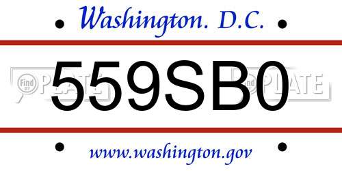 559SB0 District Of Columbia License Plate