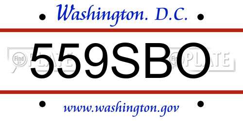 559SBO District Of Columbia License Plate