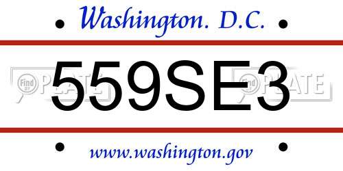 559SE3 District Of Columbia License Plate