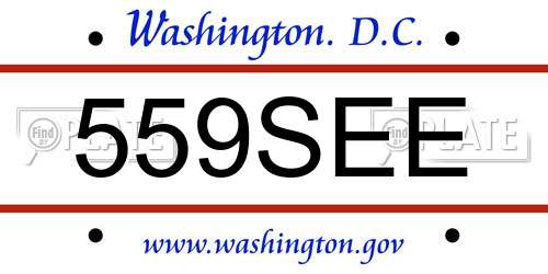 559SEE District Of Columbia License Plate