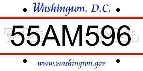 55AM596 District Of Columbia License Plate