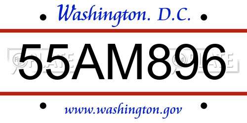 55AM896 District Of Columbia License Plate