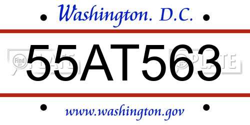 55AT563 District Of Columbia License Plate