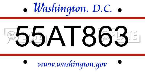 55AT863 District Of Columbia License Plate
