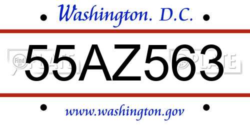 55AZ563 District Of Columbia License Plate