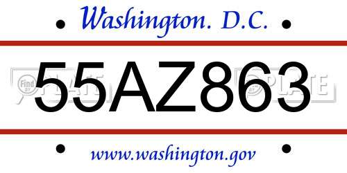 55AZ863 District Of Columbia License Plate
