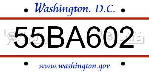55BA602 District Of Columbia License Plate