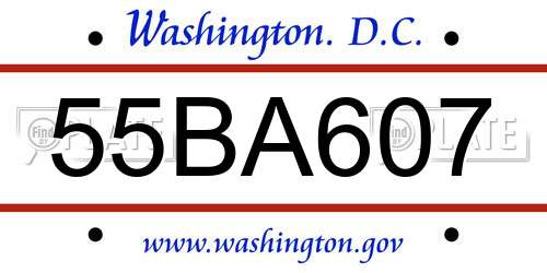 55BA607 District Of Columbia License Plate