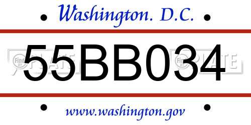 55BB034 District Of Columbia License Plate