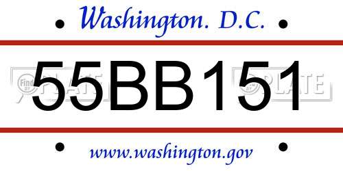 55BB151 District Of Columbia License Plate