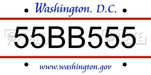 55BB555 District Of Columbia License Plate