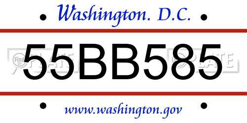 55BB585 District Of Columbia License Plate
