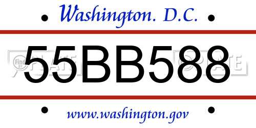 55BB588 District Of Columbia License Plate
