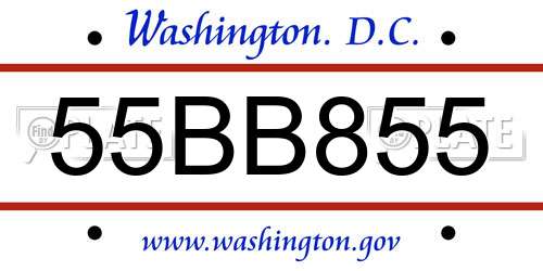 55BB855 District Of Columbia License Plate
