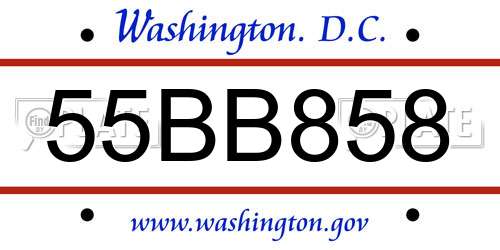 55BB858 District Of Columbia License Plate