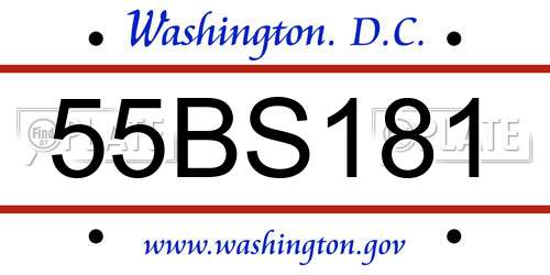 55BS181 District Of Columbia License Plate