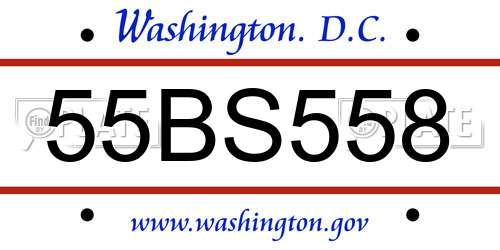 55BS558 District Of Columbia License Plate