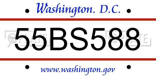 55BS588 District Of Columbia License Plate