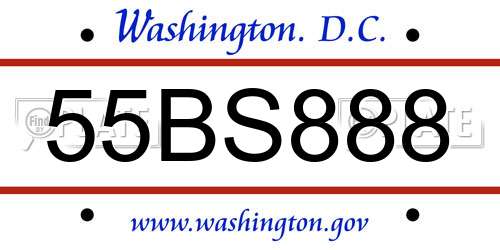 55BS888 District Of Columbia License Plate