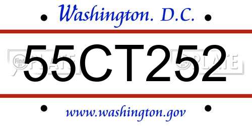 55CT252 District Of Columbia License Plate