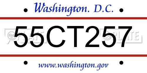 55CT257 District Of Columbia License Plate