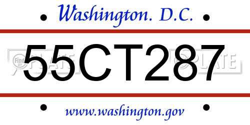 55CT287 District Of Columbia License Plate