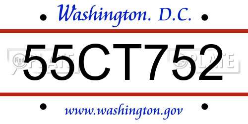 55CT752 District Of Columbia License Plate