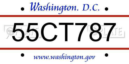55CT787 District Of Columbia License Plate