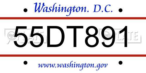 55DT891 District Of Columbia License Plate