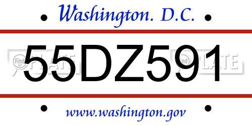 55DZ591 District Of Columbia License Plate