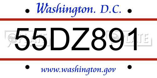 55DZ891 District Of Columbia License Plate